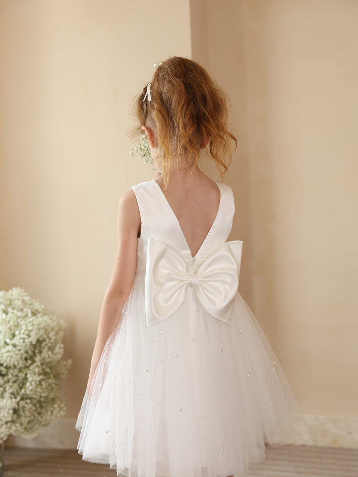 Robe de Bal Courte/Mini Sans Manches avec Décolleté en V et Nœud Papillon
