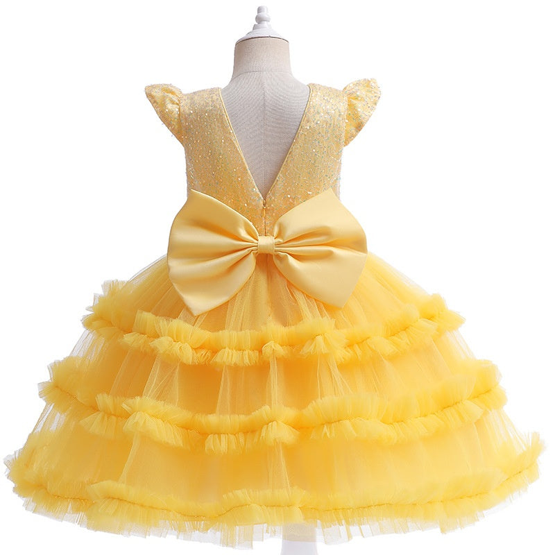 Robe de Bal à Encolure Dégagée Sans Manches, Longueur Genou, avec Nœud