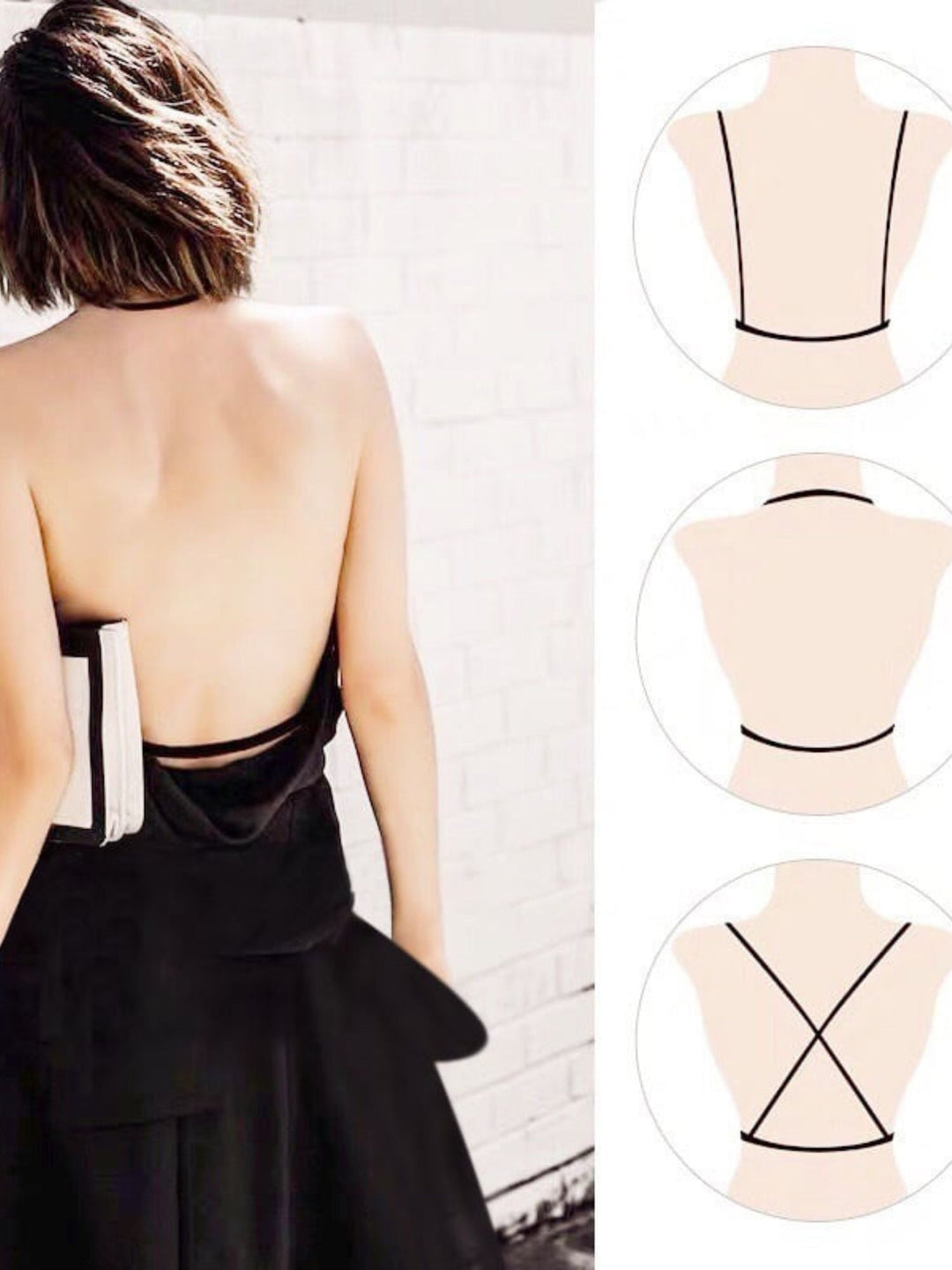 Soutien-Gorge Dos Nu Sexy à Fines Bretelles Noir