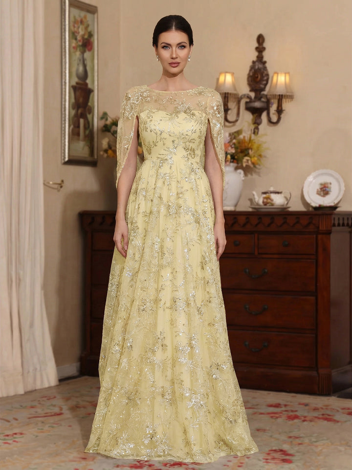 Ligne A/Princesse Scoop Dentelle Robes Mère de La Mariée Manches Cape Floral