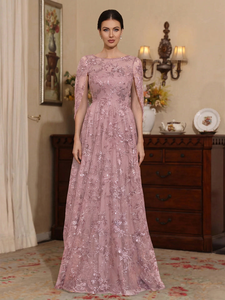Ligne A/Princesse Scoop Dentelle Robes Mère de La Mariée Manches Cape Floral