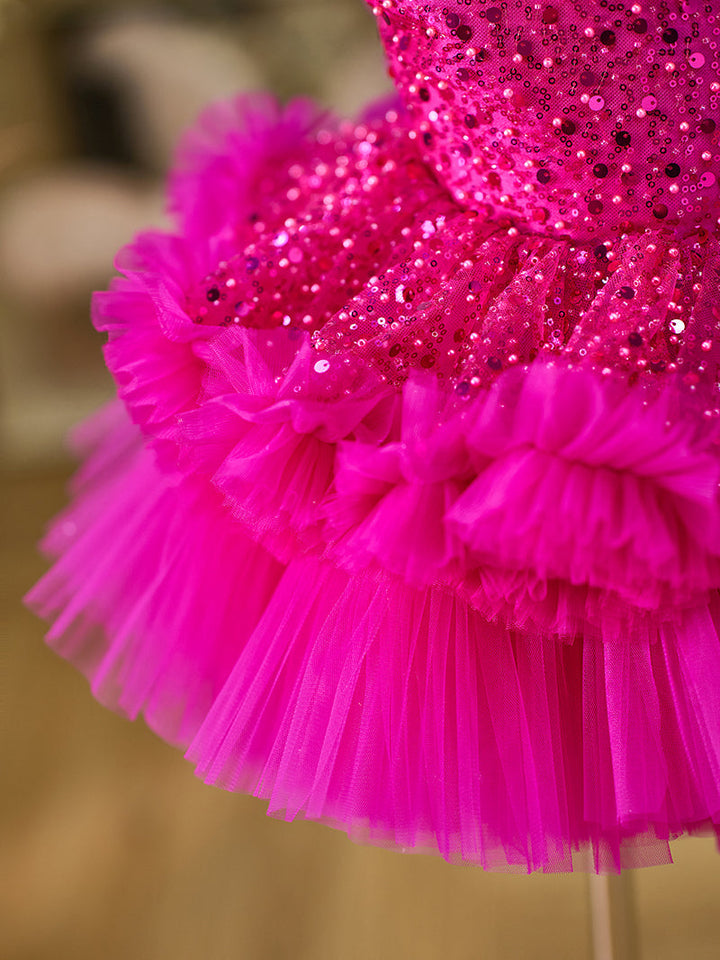 Robe Bébé Fille Longueur Genou en Tulle à Paillettes