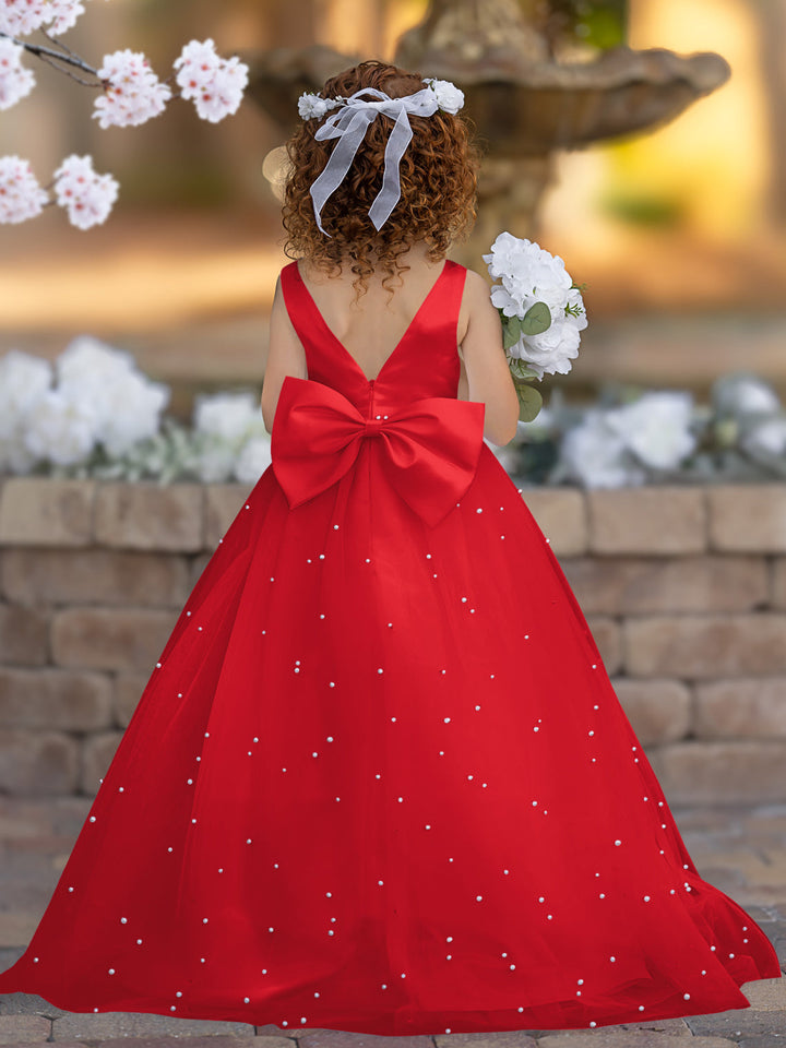 Robe de Bal Princesse Élégante en Satin et Tulle pour Fille