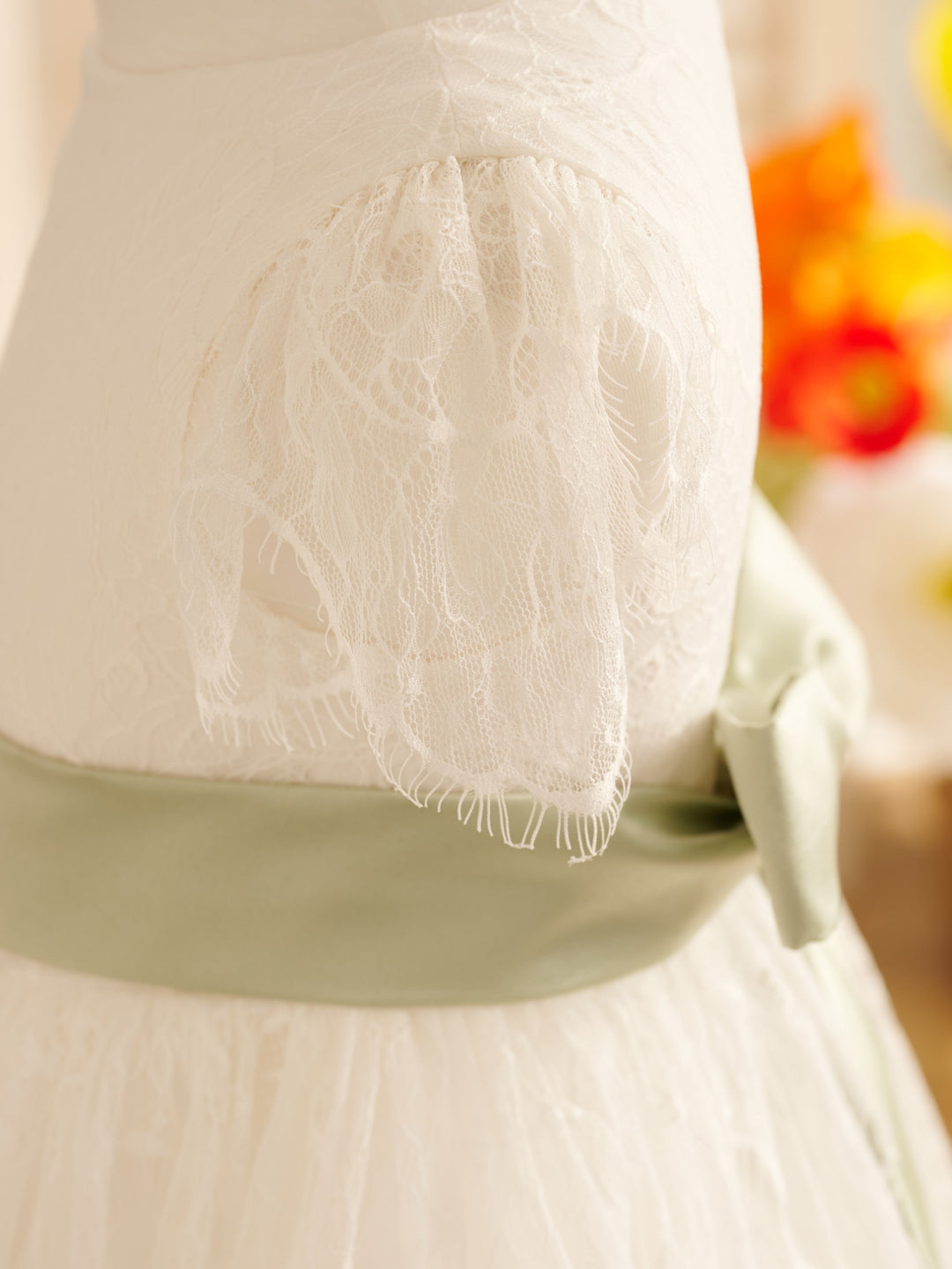 Robe de Demoiselle D'Honneur de Première Communion en Dentelle Ivoire