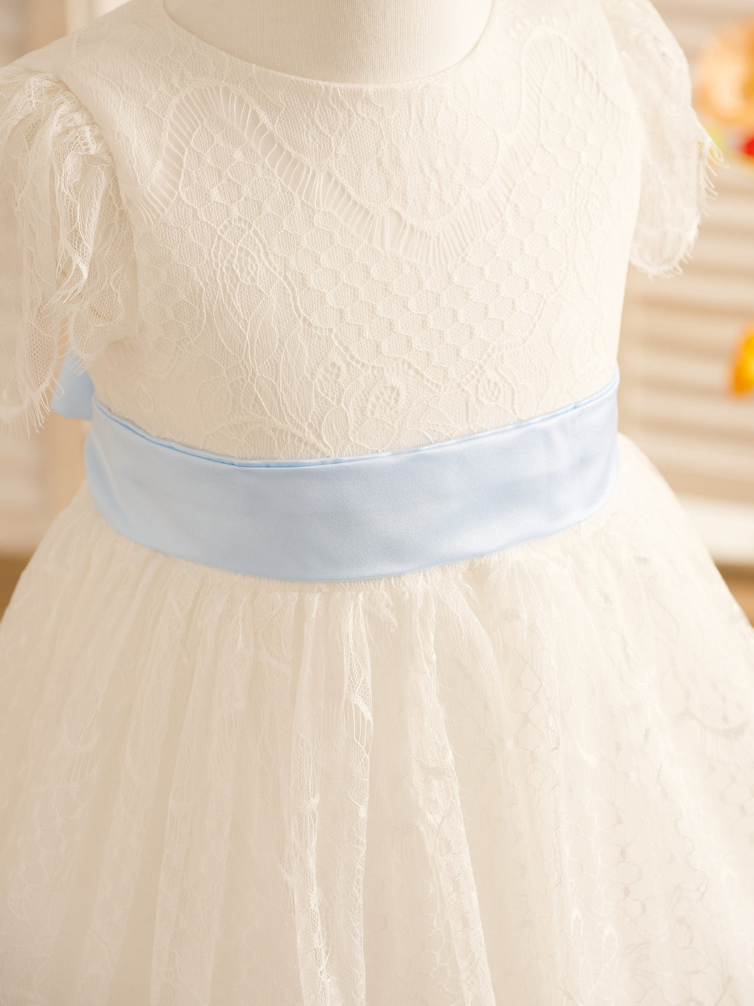 Robe de Demoiselle D'Honneur de Première Communion en Dentelle Ivoire