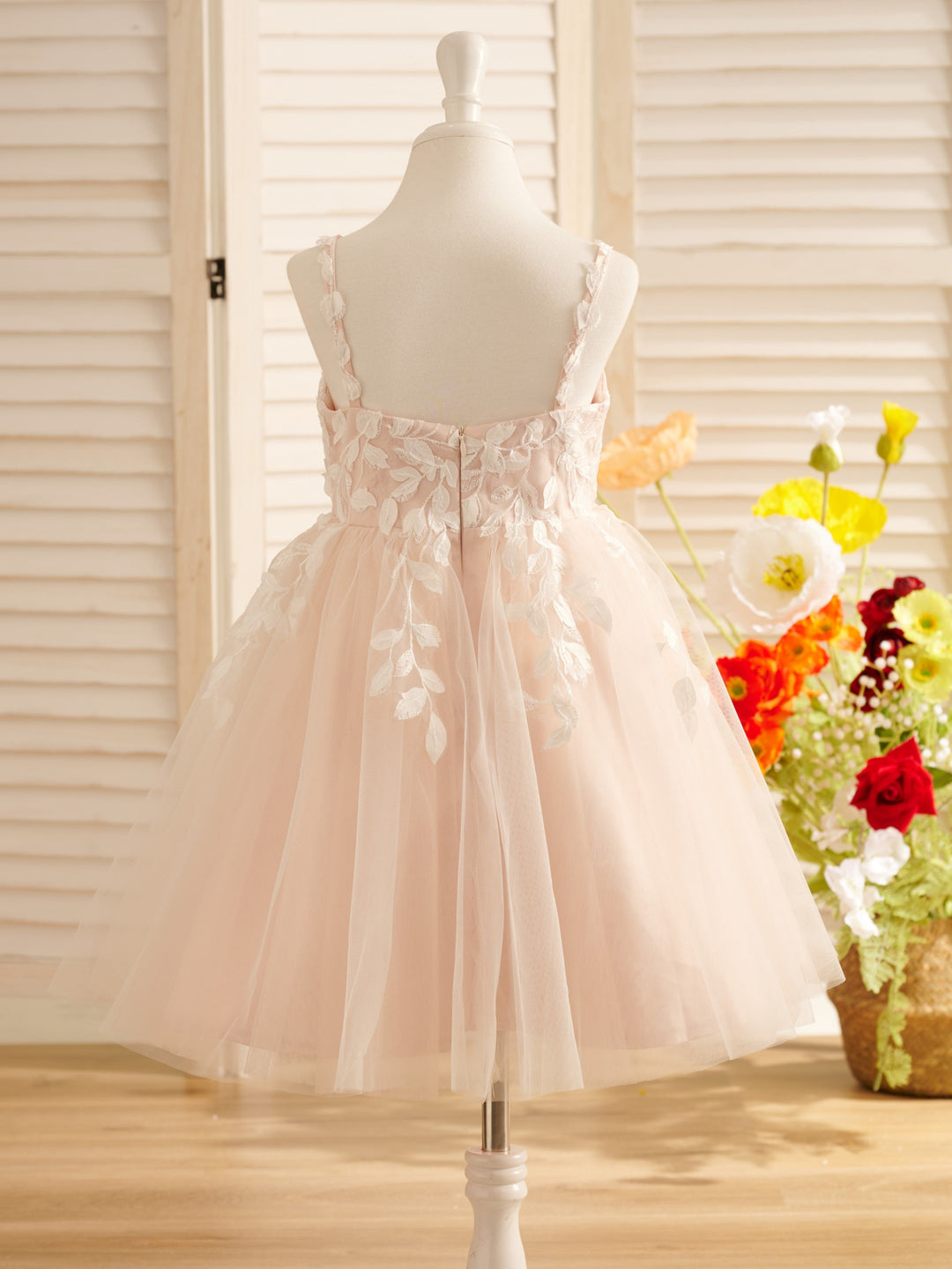 Robe de Demoiselle D'Honneur en Tulle Longueur Genou