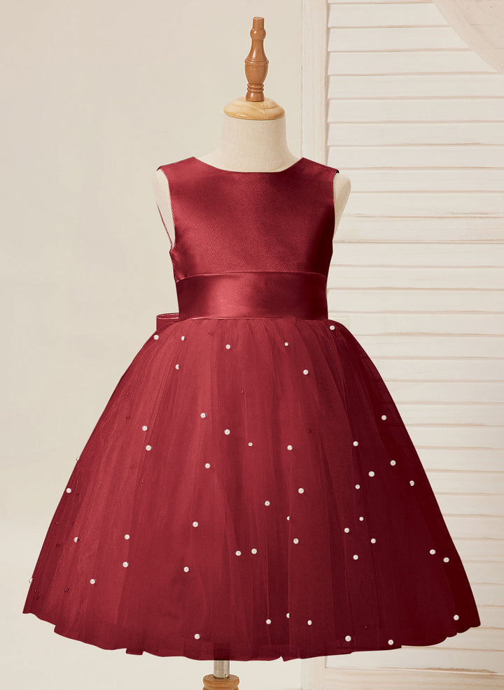 Robe de Bal/Princesse en Satin et Tulle, Longueur Genou, pour Demoiselle D'Honneur