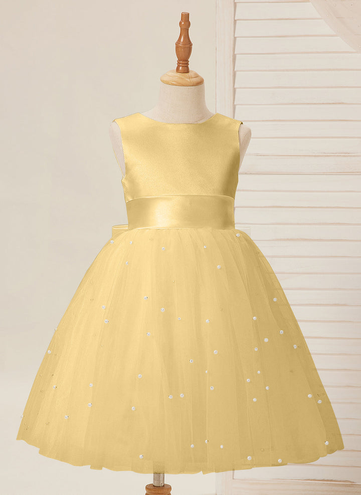 Robe de Bal/Princesse en Satin et Tulle, Longueur Genou, pour Demoiselle D'Honneur