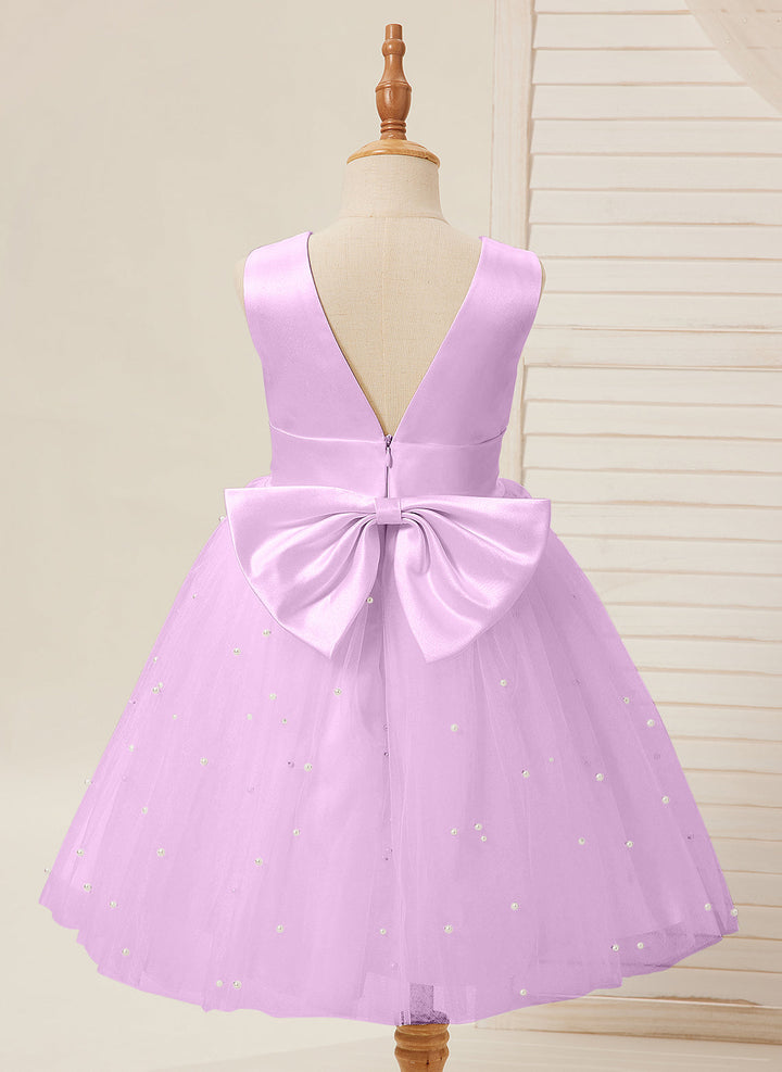 Robe de Bal/Princesse en Satin et Tulle, Longueur Genou, pour Demoiselle D'Honneur