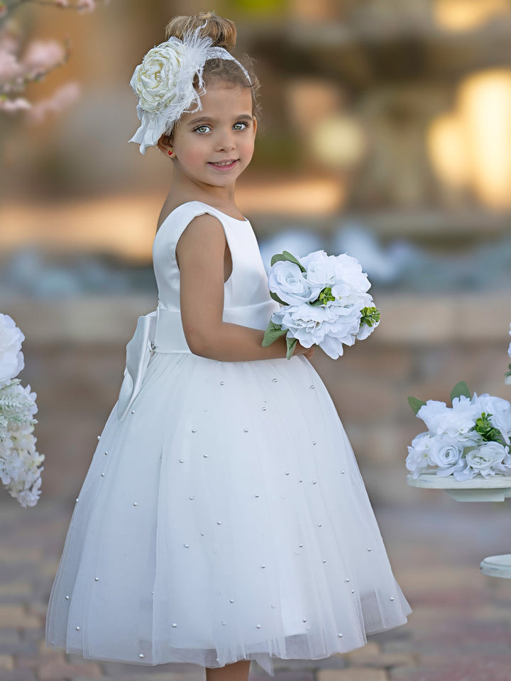 Robe de Bal/Princesse en Satin et Tulle, Longueur Genou, pour Demoiselle D'Honneur