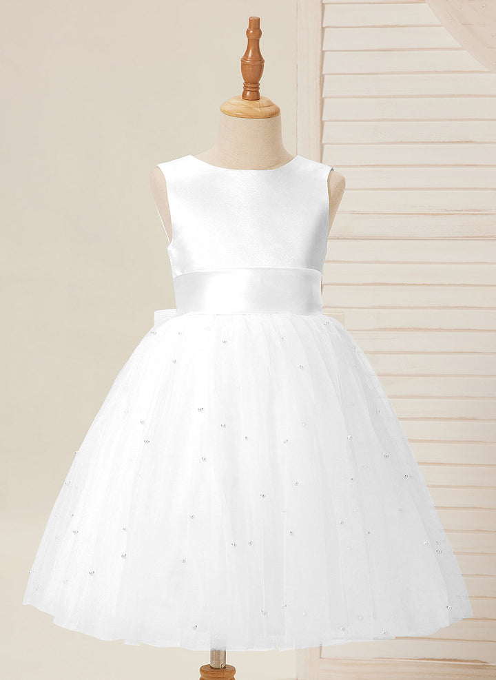 Robe de Bal/Princesse en Satin et Tulle, Longueur Genou, pour Demoiselle D'Honneur