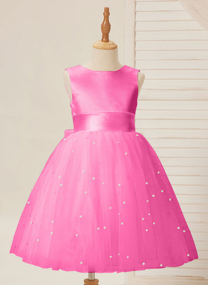 Robe de Bal/Princesse en Satin et Tulle, Longueur Genou, pour Demoiselle D'Honneur