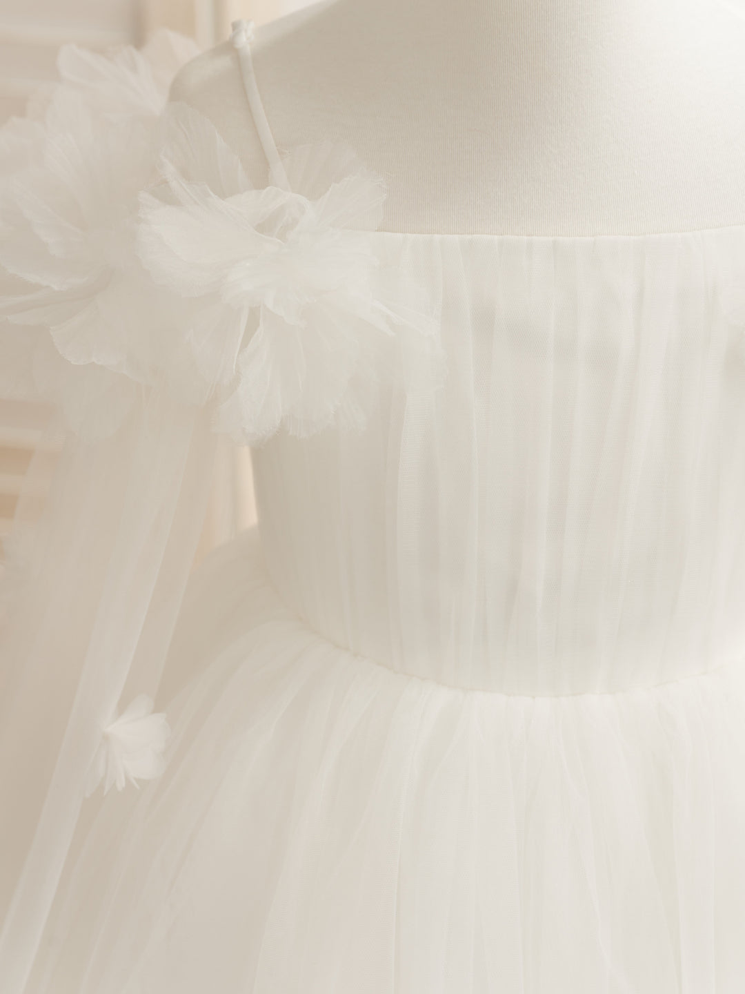 Robe de Bal/Princesse en Tulle Satiné Longueur Thé Ivoire pour Fille