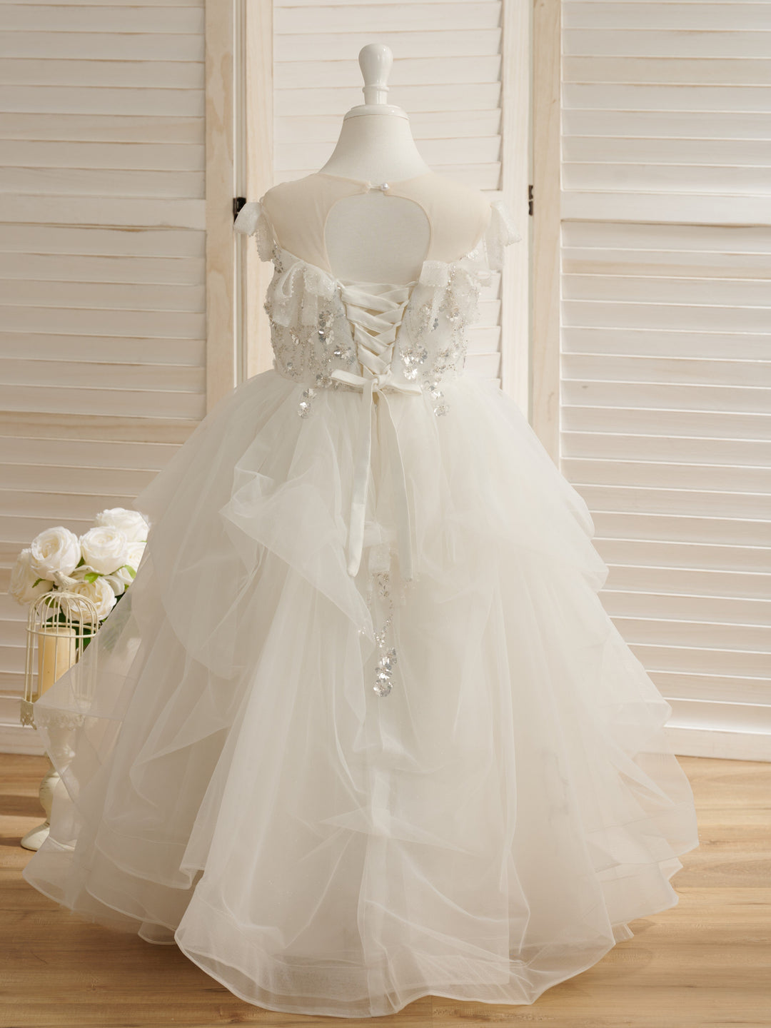 Robe de Bal/Princesse en Satin et Tulle, Longueur Au Sol, pour Demoiselle D'Honneur