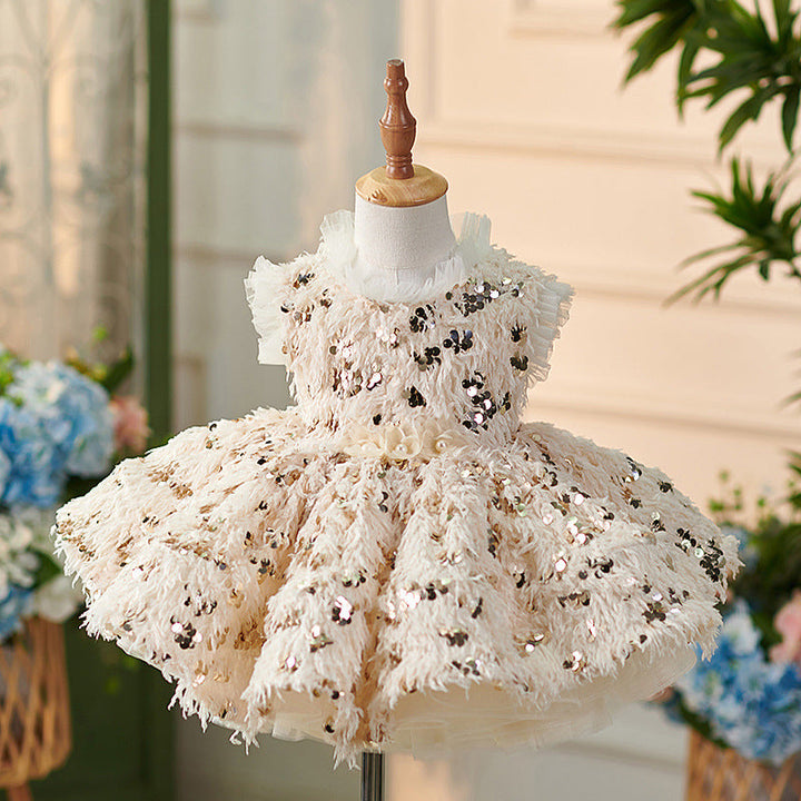 Robe Bébé Fille Longueur Genou Couleur Champagne