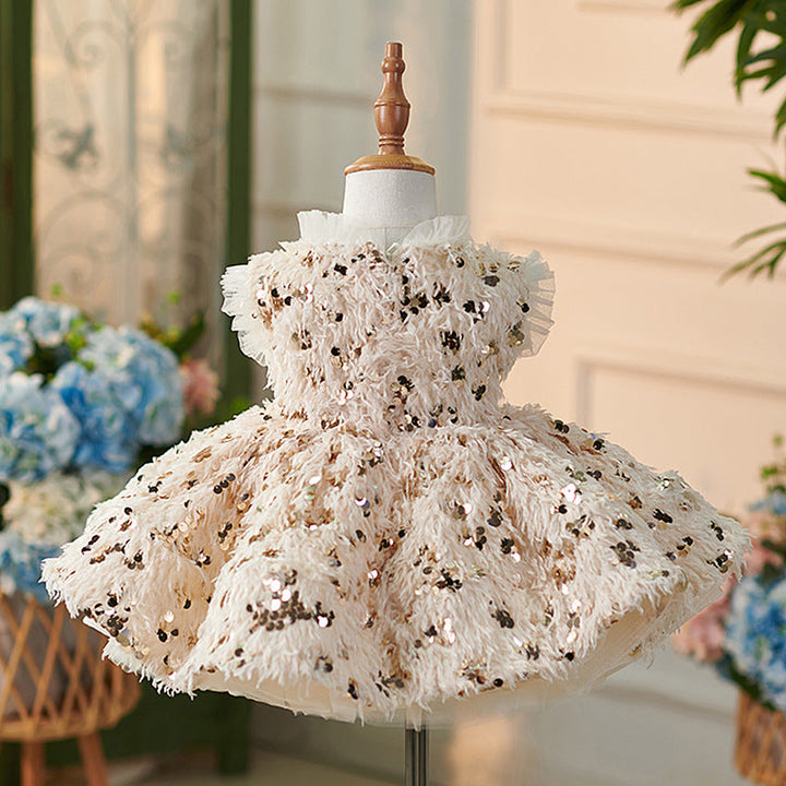 Robe Bébé Fille Longueur Genou Couleur Champagne