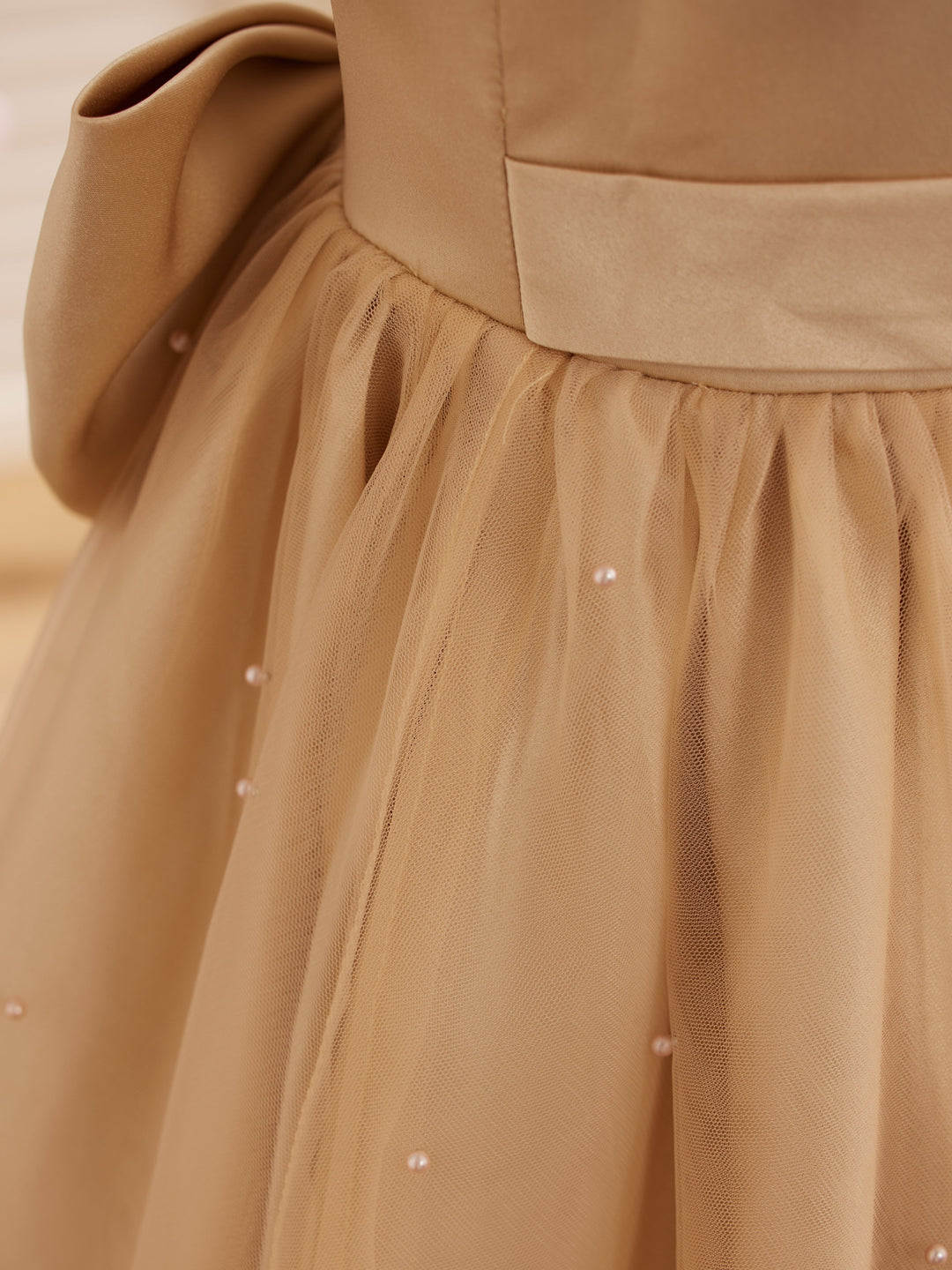 Robe de Bal/Princesse en Satin et Tulle Champagne pour Demoiselle D'Honneur