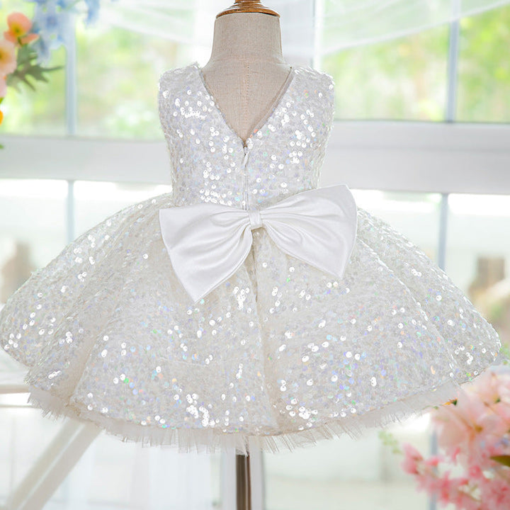 Robe de Fête D'Anniversaire à Paillettes Jusqu'Aux Genoux