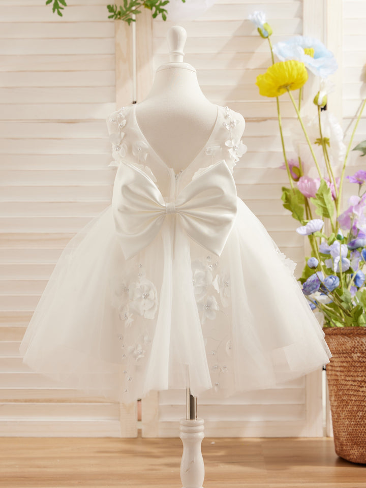 Robe de Demoiselle D'Honneur Sans Manches en Tulle Longueur Genou