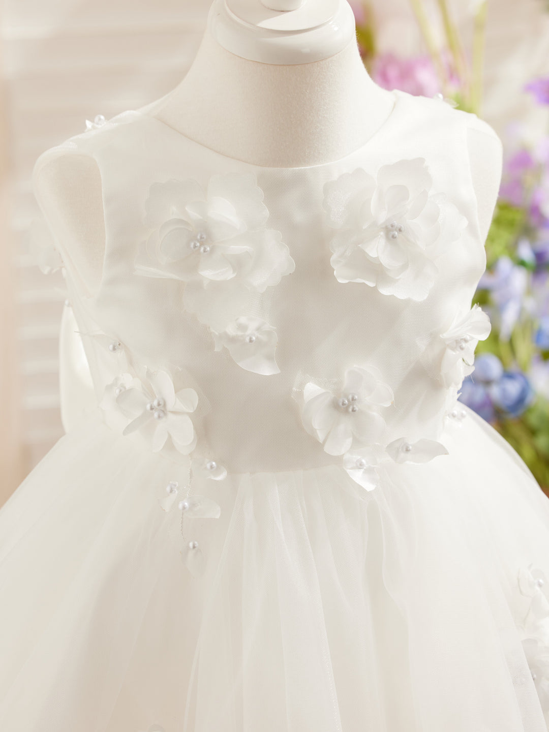 Robe de Demoiselle D'Honneur Sans Manches en Tulle Longueur Genou