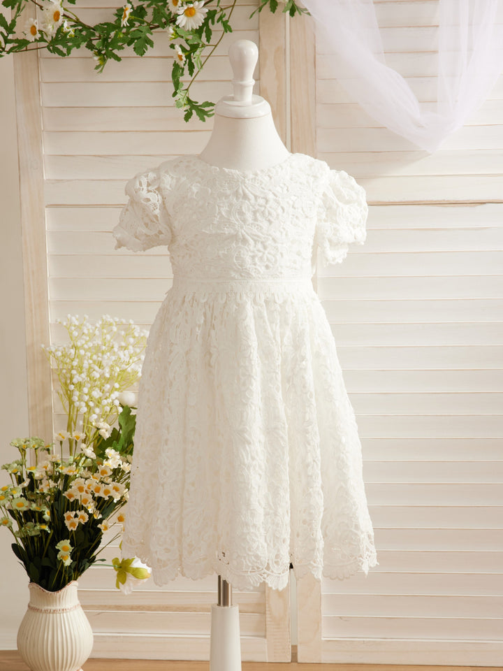 Robe de Baptême Ivoire en Dentelle Longueur Thé