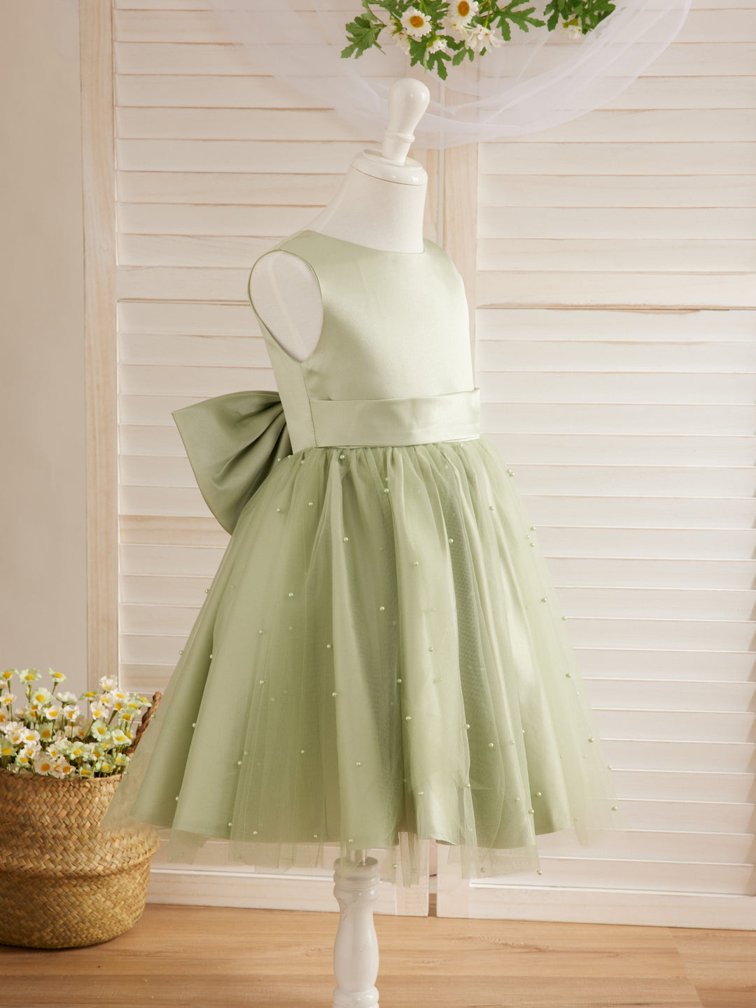 Robe de Bal/Princesse en Satin et Tulle, Longueur Genou, pour Demoiselle D'Honneur