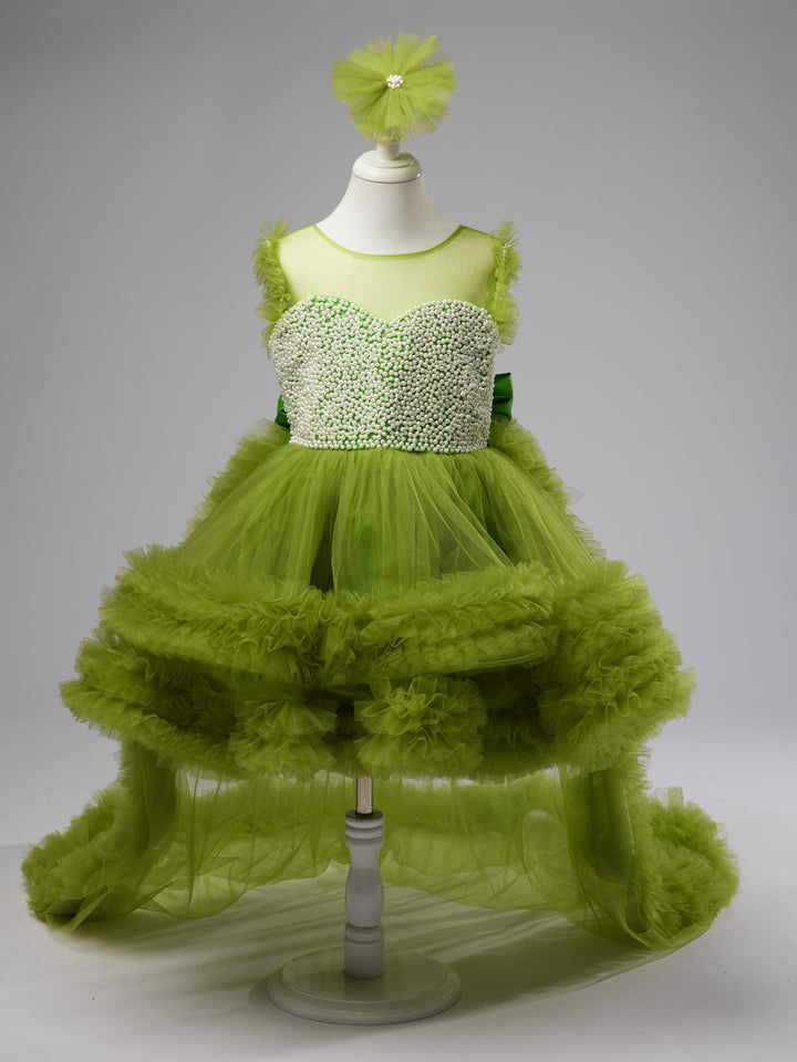 Robe de Bal/Princesse Asymétrique en Tulle pour Bébé Fille, Tenue de Fête pour 1Er Anniversaire