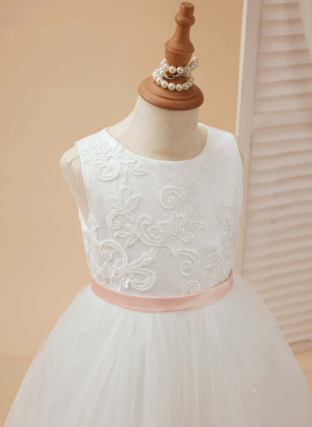Robe de Bal/Princesse en Tulle Ivoire Longue Au Sol pour Demoiselle D'Honneur