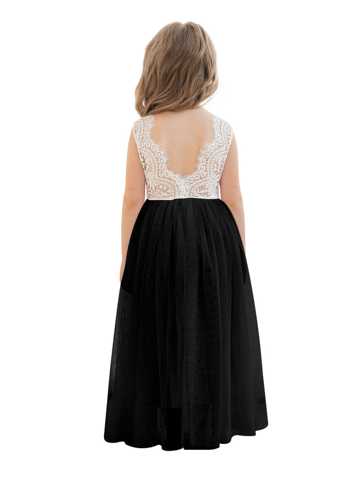 Robe Blanche Trapèze en Tulle et Dentelle Jusqu'À la Cheville