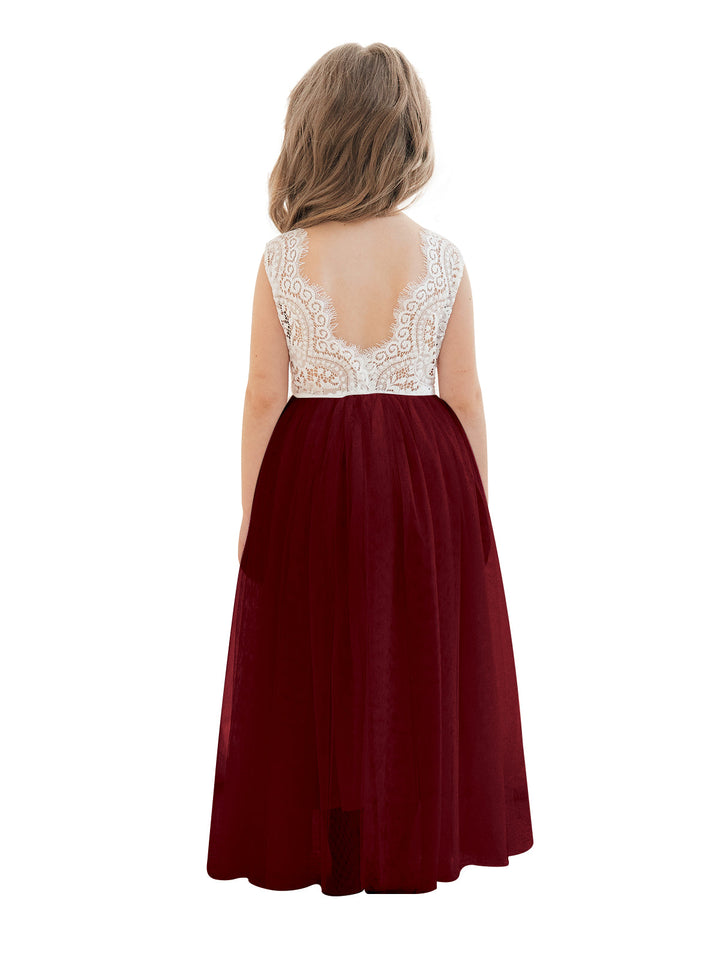 Robe Blanche Trapèze en Tulle et Dentelle Jusqu'À la Cheville