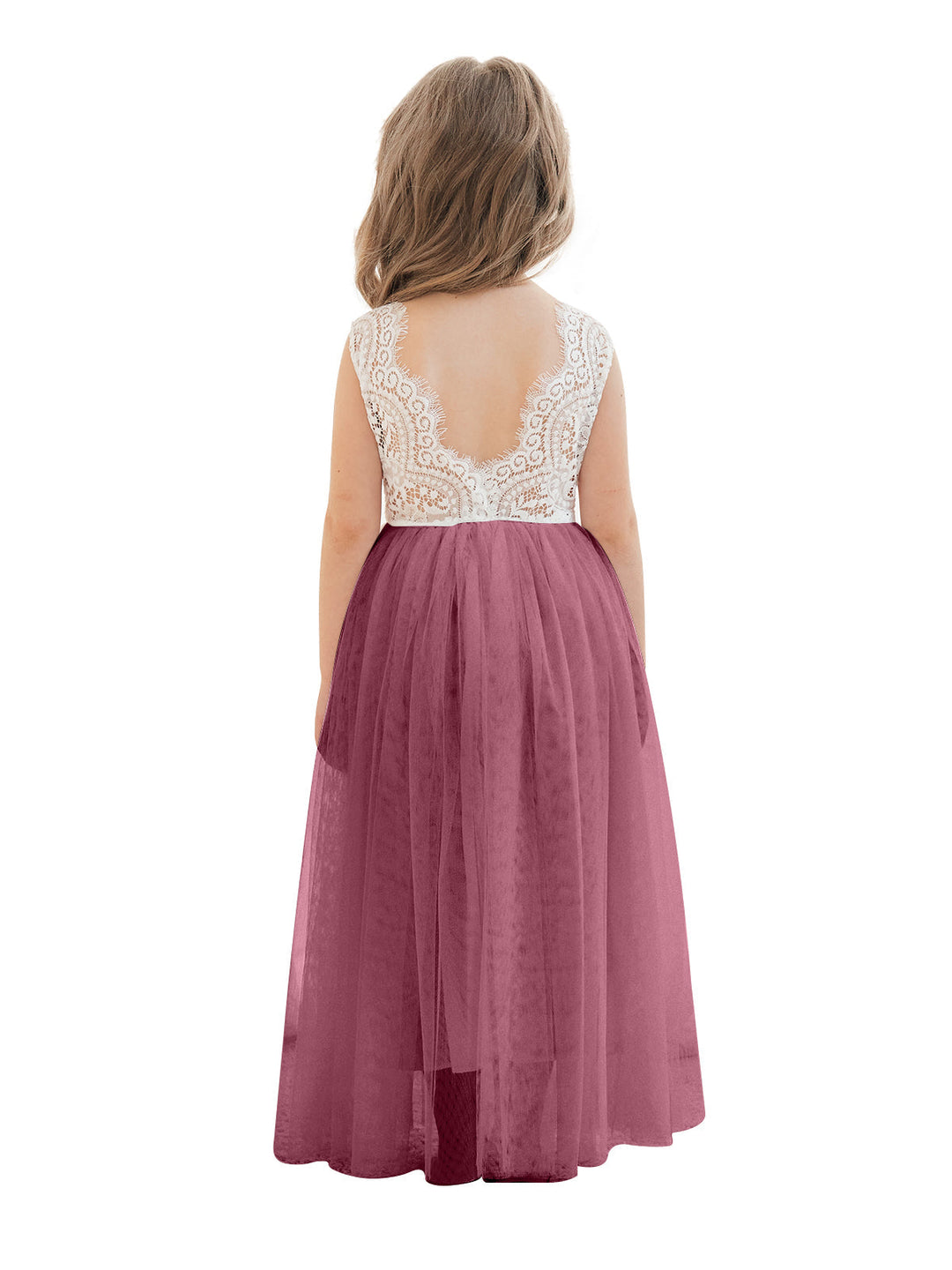 Robe Blanche Trapèze en Tulle et Dentelle Jusqu'À la Cheville