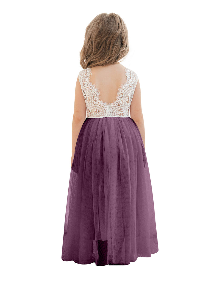 Robe Blanche Trapèze en Tulle et Dentelle Jusqu'À la Cheville