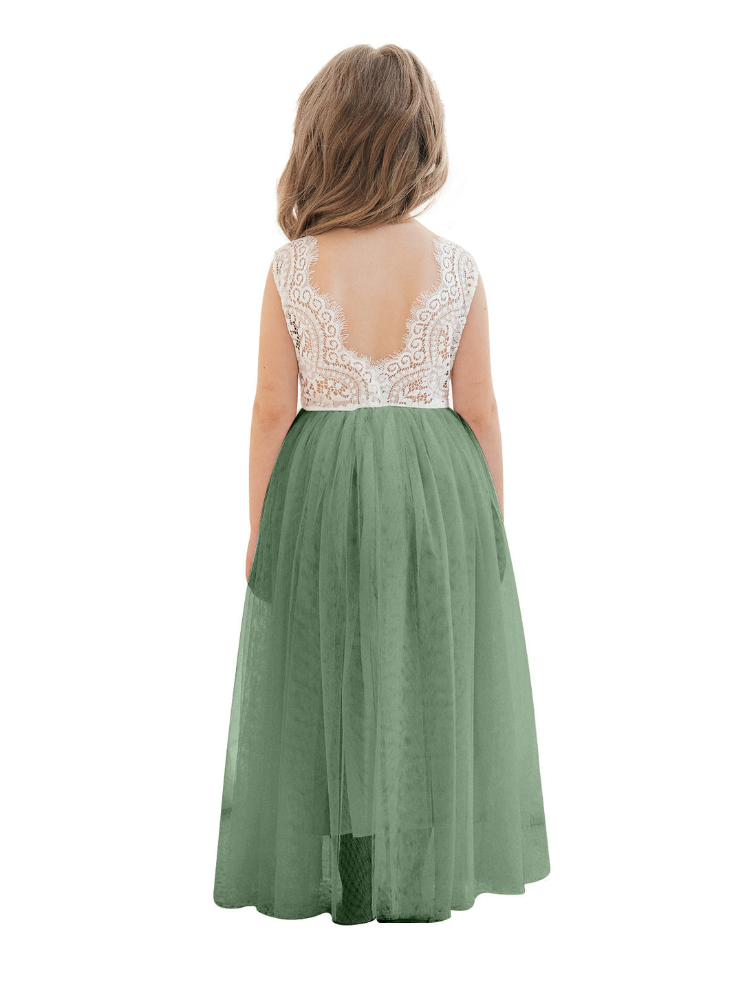 Robe Blanche Trapèze en Tulle et Dentelle Jusqu'À la Cheville
