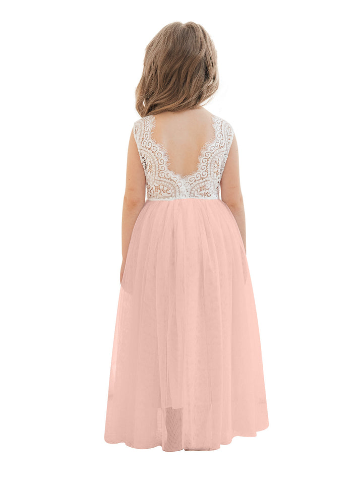 Robe Blanche Trapèze en Tulle et Dentelle Jusqu'À la Cheville