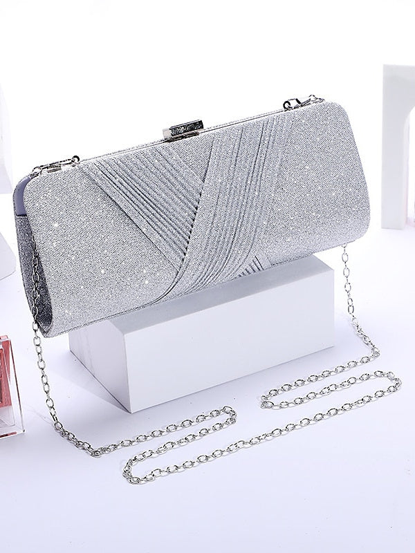 Polyester Solid Couleur Glitter Chain Clutches