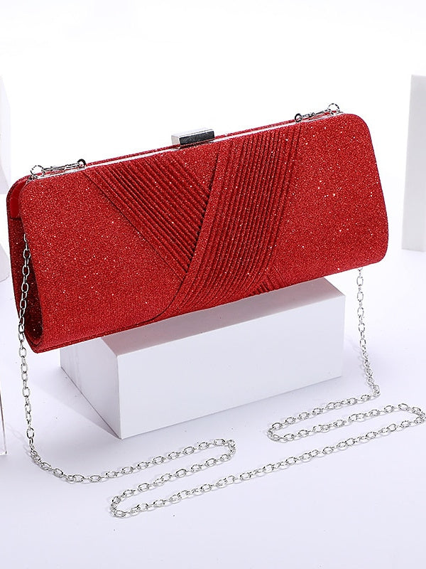 Polyester Solid Couleur Glitter Chain Clutches