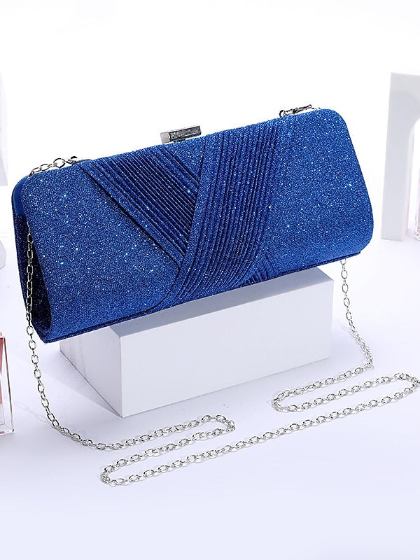 Polyester Solid Couleur Glitter Chain Clutches