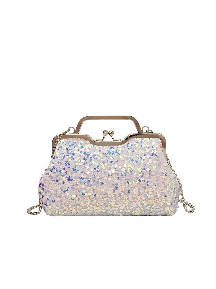 Pochettes Synthétiques à Paillettes de Couleur Unie Anti-Poussière de Grande Capacité