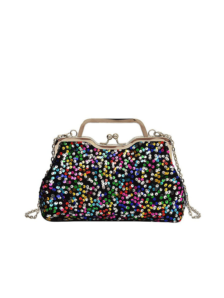 Pochettes Synthétiques à Paillettes de Couleur Unie Anti-Poussière de Grande Capacité