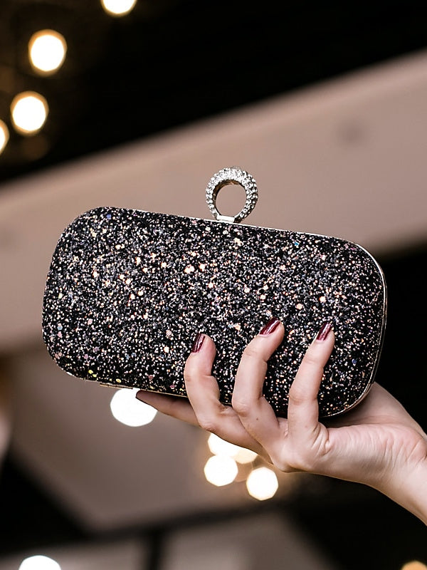 PU Leather Lightweight Large Capacity Durable Solid Couleur Strass Clutch Bags