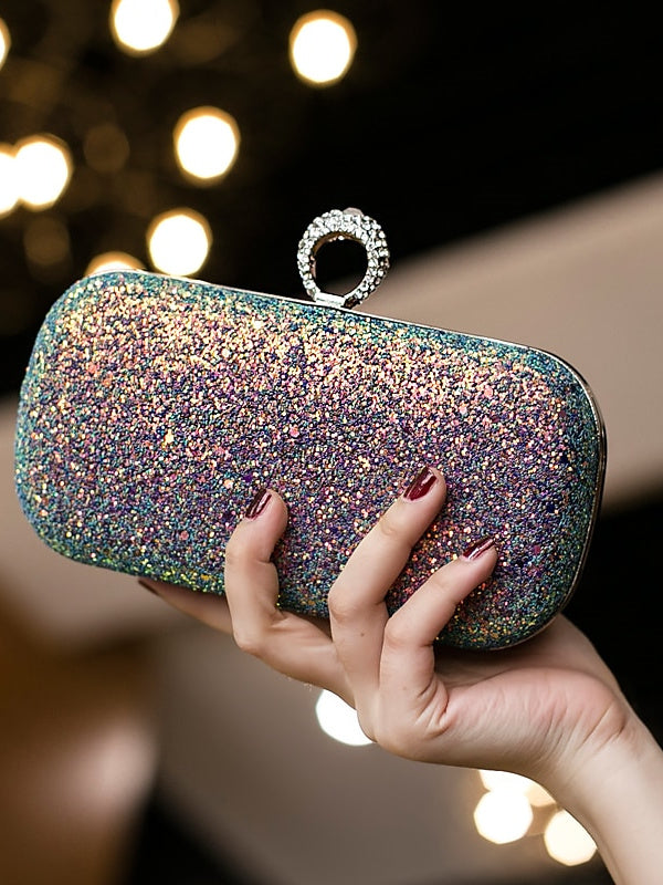 PU Leather Lightweight Large Capacity Durable Solid Couleur Strass Clutch Bags