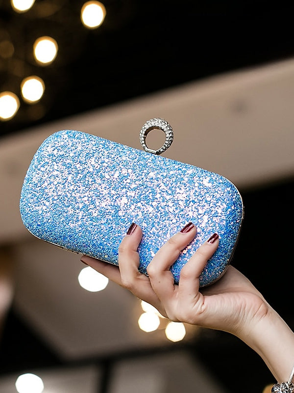 PU Leather Lightweight Large Capacity Durable Solid Couleur Strass Clutch Bags