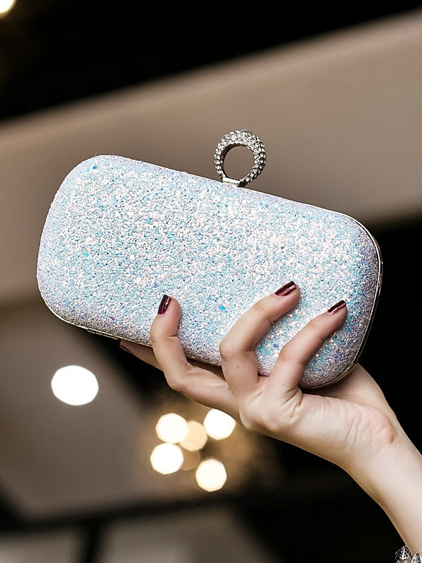 PU Leather Lightweight Large Capacity Durable Solid Couleur Strass Clutch Bags