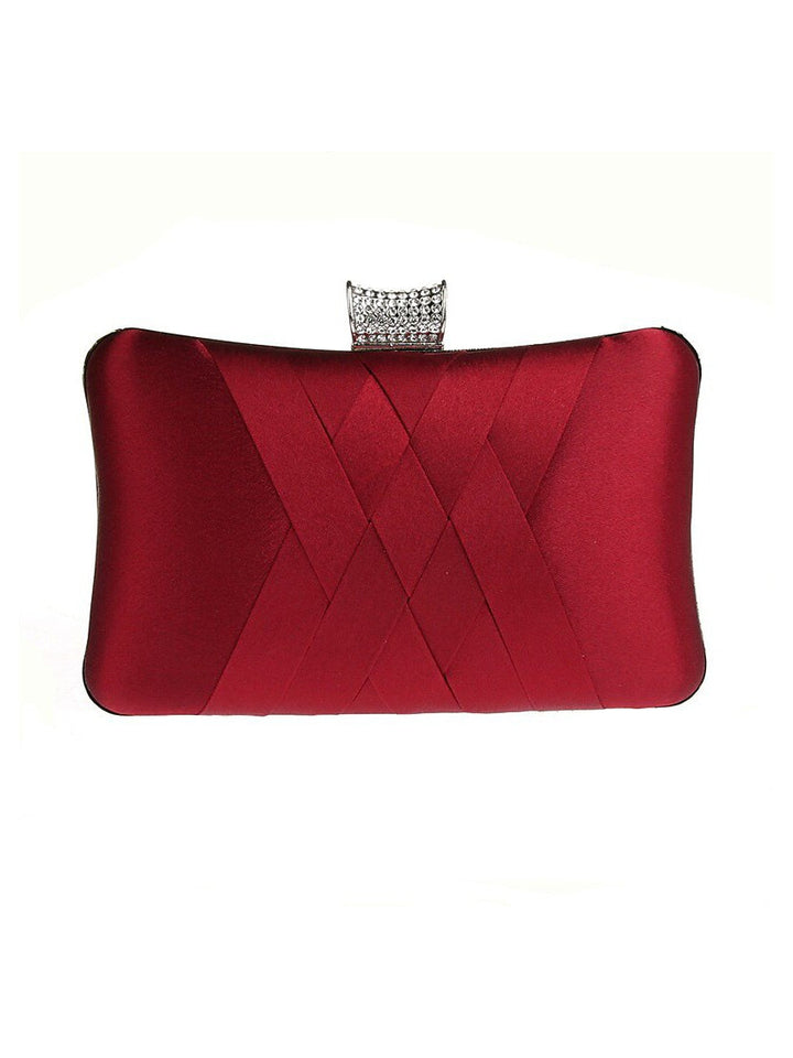 Pochettes de Soirée de Mariage en Cuir Pu et Soie avec Cristaux Unis