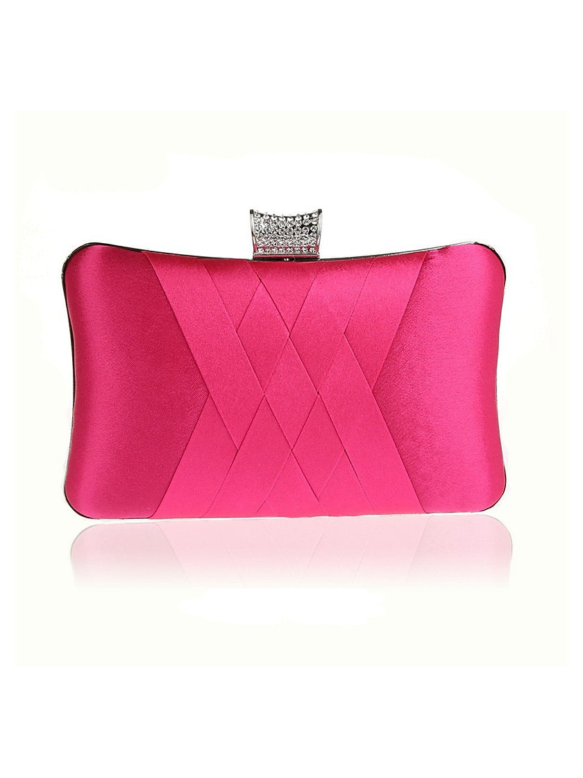 Pochettes de Soirée de Mariage en Cuir Pu et Soie avec Cristaux Unis