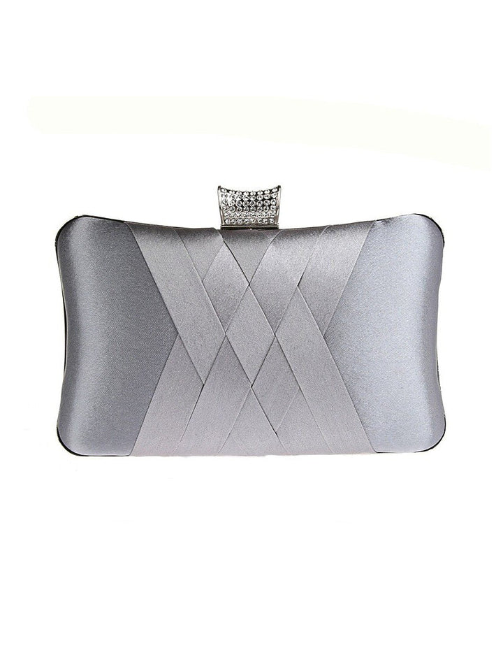 Pochettes de Soirée de Mariage en Cuir Pu et Soie avec Cristaux Unis