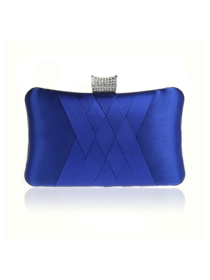 Pochettes de Soirée de Mariage en Cuir Pu et Soie avec Cristaux Unis