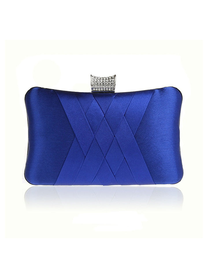 Pochettes de Soirée de Mariage en Cuir Pu et Soie avec Cristaux Unis