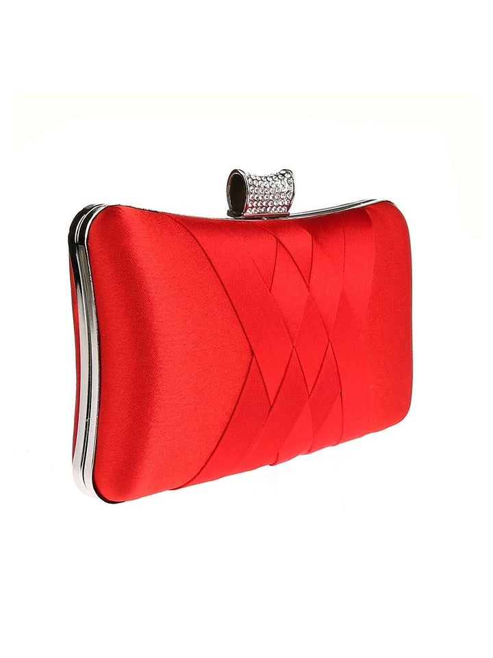 Pochettes de Soirée de Mariage en Cuir Pu et Soie avec Cristaux Unis