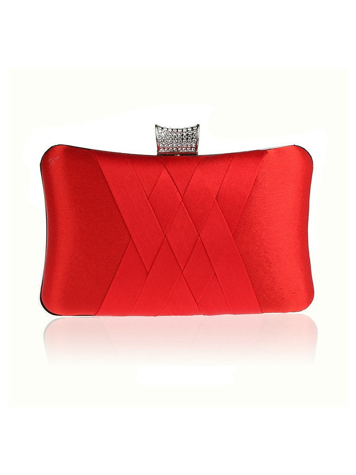 Pochettes de Soirée de Mariage en Cuir Pu et Soie avec Cristaux Unis